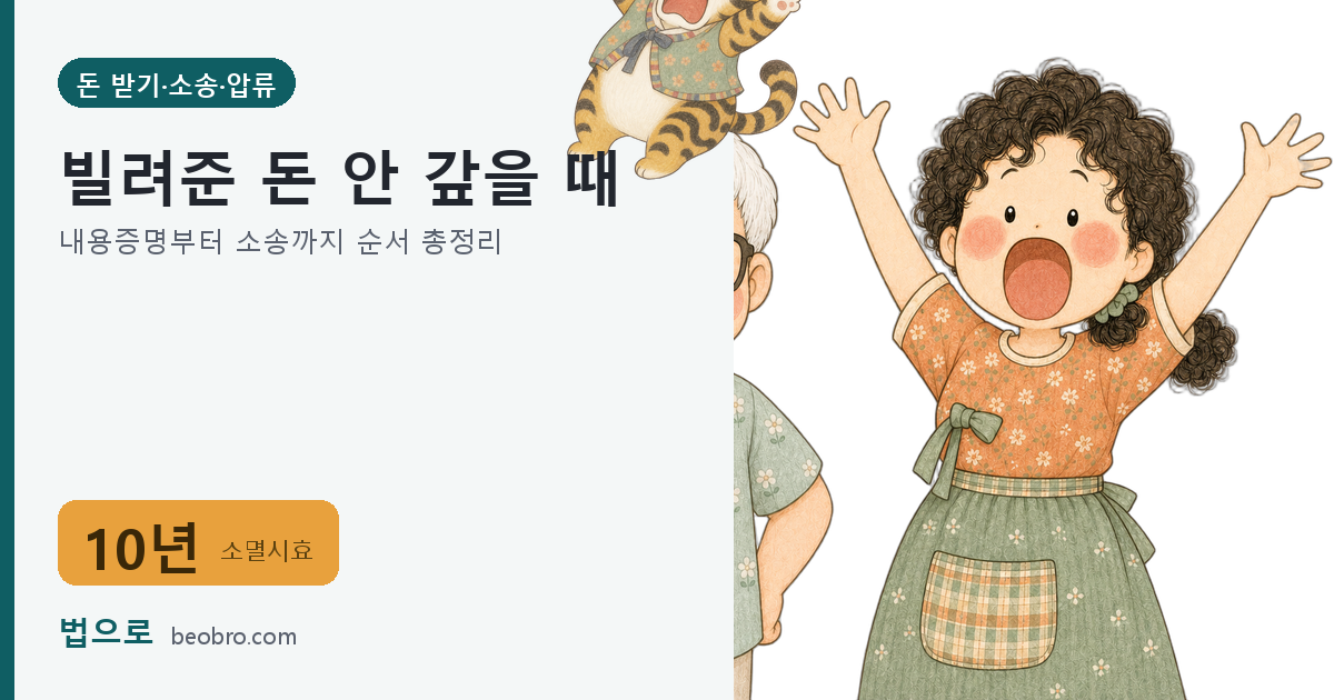 빌려준 돈 안 갚을 때 — 내용증명부터 소송까지 순서 총정리 대표 이미지