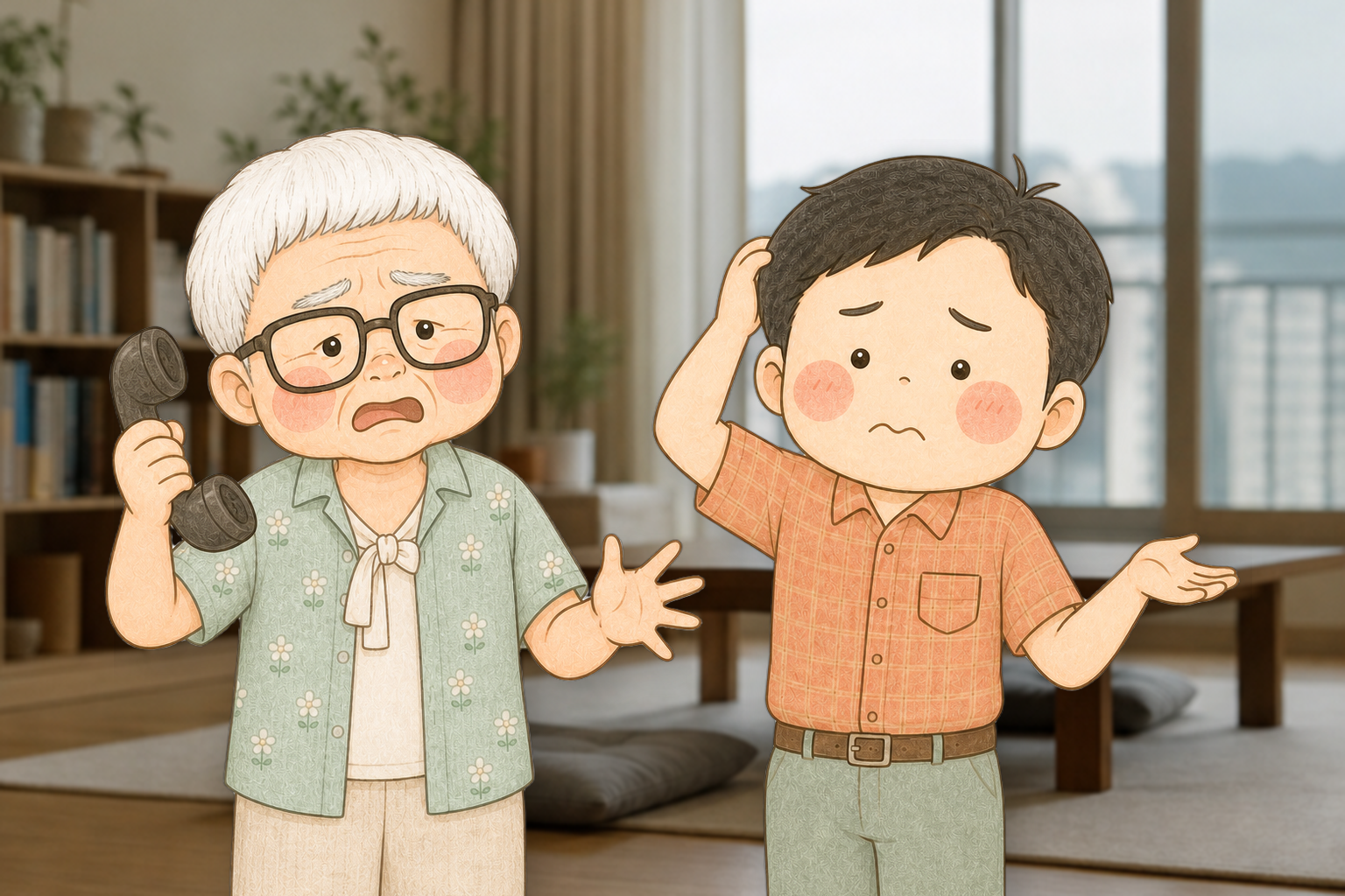 집주인에게 전화만 반복하며 넉 달을 보낸 세입자 상황을 이야기하는 장면