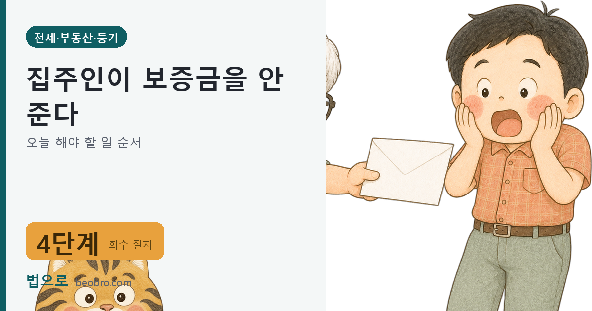 집주인이 보증금을 안 준다 — 오늘 해야 할 일 순서 대표 이미지